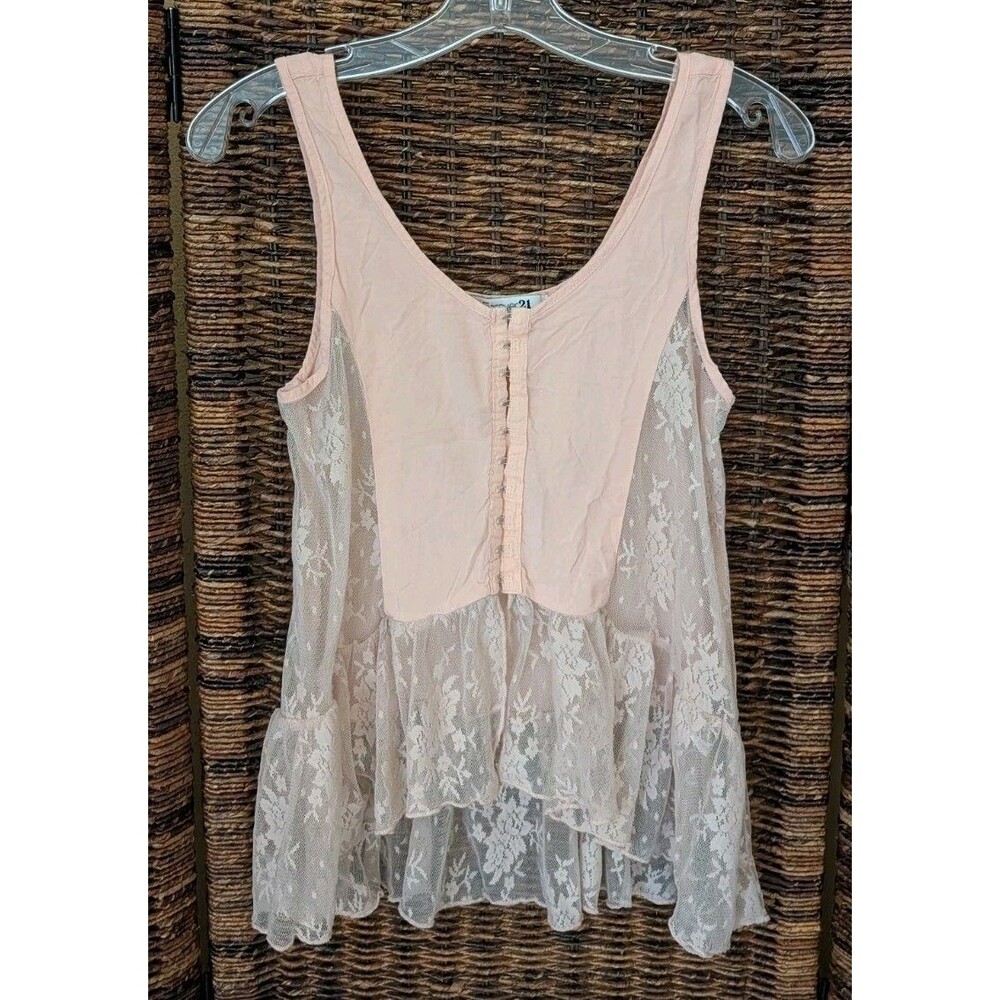 Vintage Y2K Forever 21 Lace Coquette Romantic Flirty Sheer Fairy 90s Womens Top